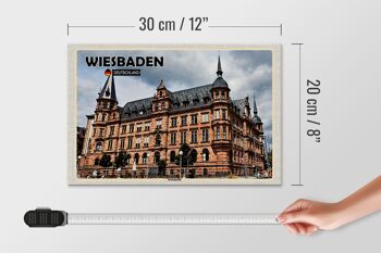 Panneau en bois villes Wiesbaden marché église Moyen Âge 30x20cm 4