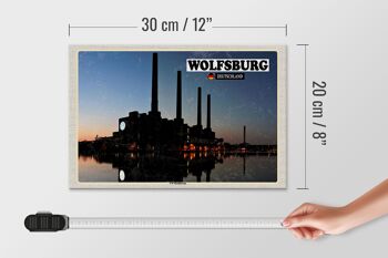 Panneau en bois villes Wolfsburg VW centrale électrique rivière 30x20cm 4