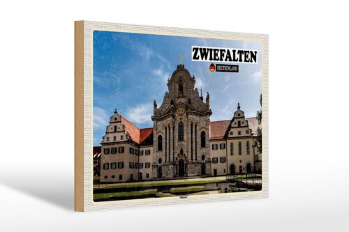 Holzschild Städte Zwiefalten Münster Gebäude 30x20cm