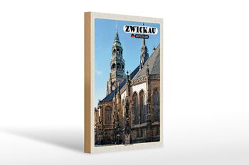 Panneaux en bois villes Cathédrale de Zwickau St. Église Sainte-Marie 30x20cm 1