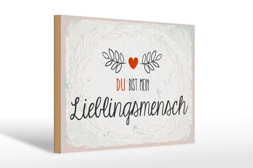 Holzschild Spruch Du mein Lieblingsmensch Herz 30x20cm