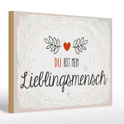 Holzschild Spruch Du mein Lieblingsmensch Herz 30x20cm