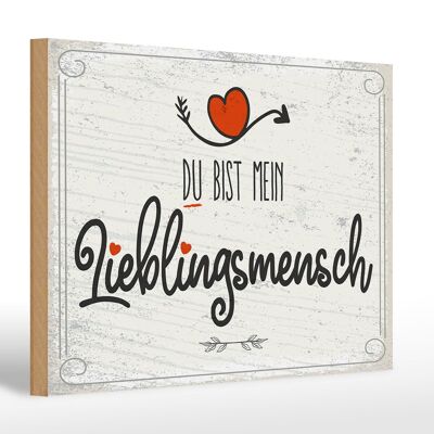 Holzschild Spruch Du bist mein Lieblingsmensch Herz 30x20cm