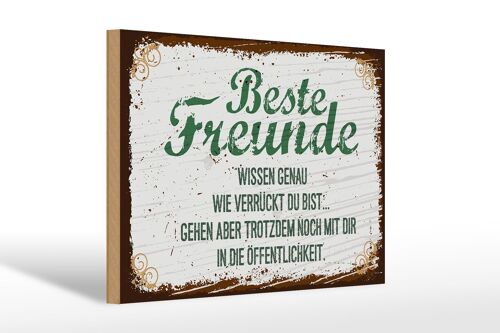 Holzschild Spruch Beste Freunde verrückt wissen genau 20x30cm