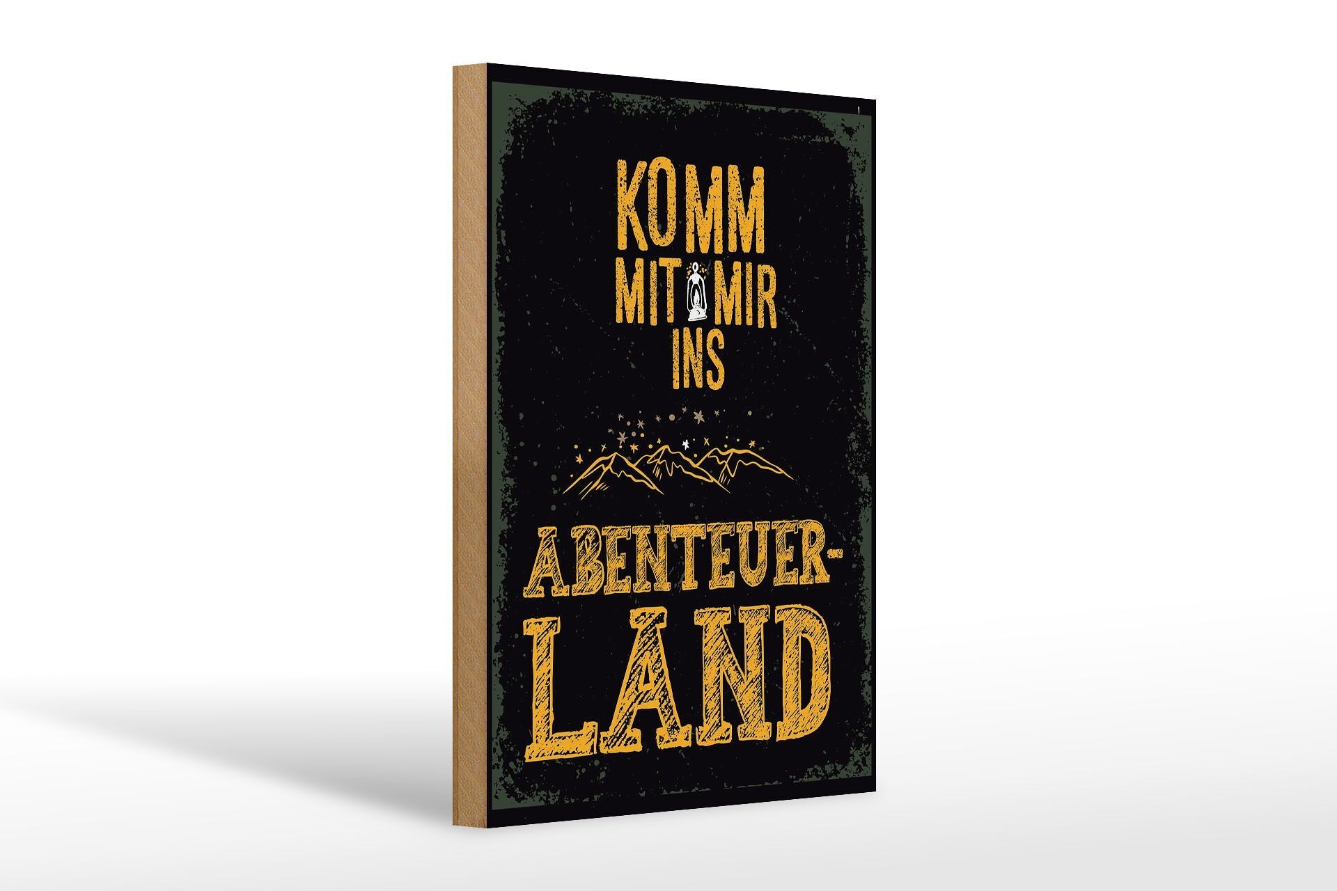 Cartello in legno con scritta Vieni con me Adventureland nero 20x30 cm