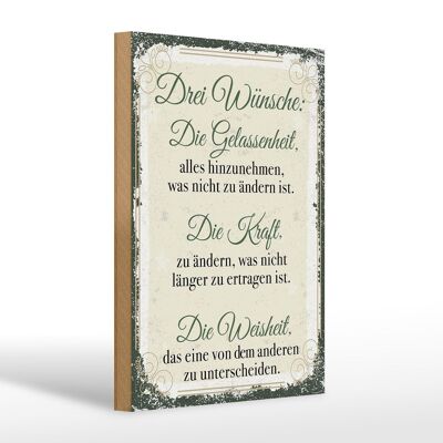 Holzschild Spruch 3 Wünsche Gelassenheit Kraft 20x30cm