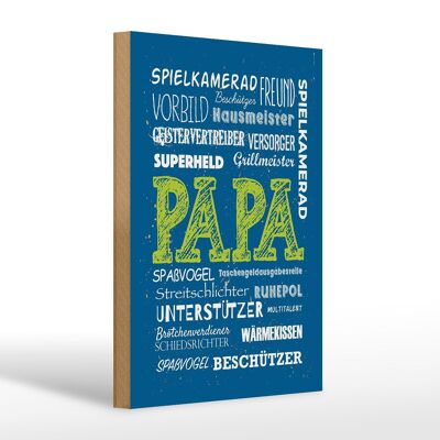 Cartello in legno con scritta "Papà Supereroe Role Model Protector" 20x30 cm