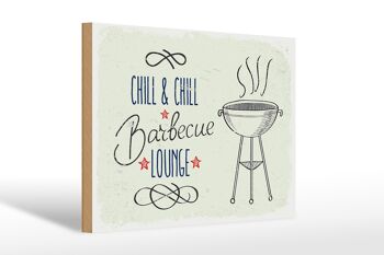 Panneau en bois indiquant Chill & Chill Barbecue Lounge 30x20cm 1
