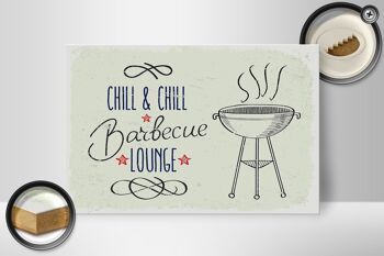 Panneau en bois indiquant Chill & Chill Barbecue Lounge 30x20cm 2