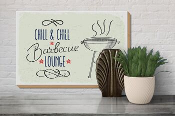 Panneau en bois indiquant Chill & Chill Barbecue Lounge 30x20cm 3