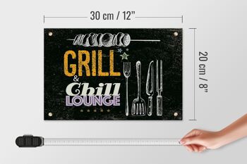 Panneau en bois indiquant Grill & Chill Meat Grilling 30x20cm 4