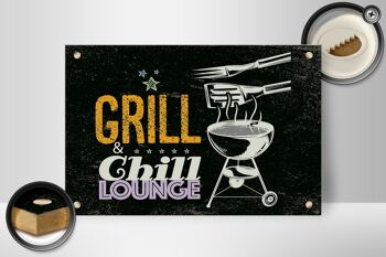 Panneau en bois indiquant Grill & Chill Lounge 5 étoiles 30x20cm 2