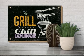 Panneau en bois indiquant Grill & Chill Lounge 5 étoiles 30x20cm 3