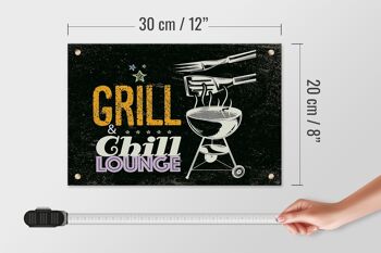 Panneau en bois indiquant Grill & Chill Lounge 5 étoiles 30x20cm 4