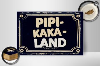 Panneau en bois disant drôle Pipi-Kaka-Land 30x20cm cadeau 2