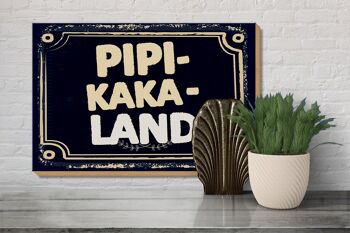 Panneau en bois disant drôle Pipi-Kaka-Land 30x20cm cadeau 3