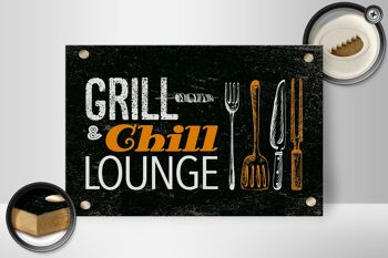 Panneau en bois indiquant Grill & Chill Lounge Grilling 30x20cm 2