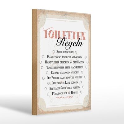 Wooden sign saying toilet rules please sit down 20x30cm