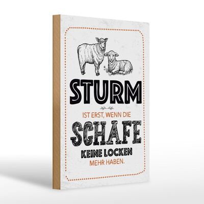 Wooden sign saying funny storm when sheep curl 20x30cm