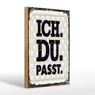 Cartello in legno con scritta Ich Du Passt 20x30 cm regalo