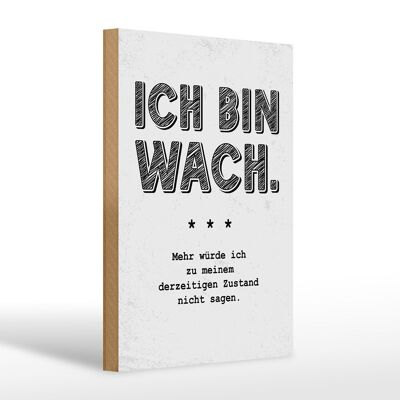 Holzschild Spruch lustig Zustand Ich bin wach 20x30cm