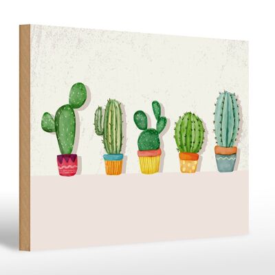 Cartello in legno con scritta 5 cactus vaso da fiori cactus 30x20 cm