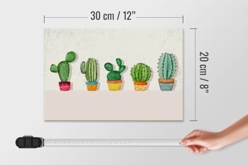 Panneau en bois disant 5 cactus pot de fleur cactus 30x20cm 4