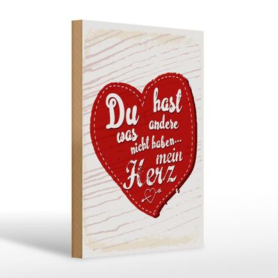 Cartel de madera que dice Tienes mi corazón amor 20x30cm regalo