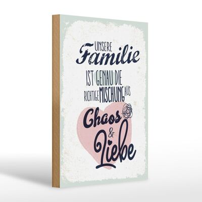 Cartello in legno con scritta Our Family Chaos Love Heart 20x30 cm