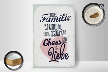 Panneau en bois disant Our Family Chaos Love Heart 20x30cm 2