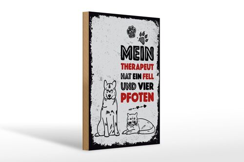 Holzschild Spruch Tiere Mein Therapeut 4 Pfoten 20x30cm