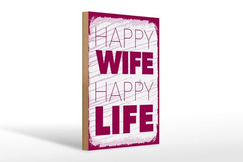 Holzschild Spruch Frau Happy wife happy Life 20x30cm