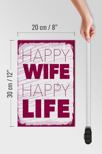 Panneau en bois disant Mme Happy Wife Happy Life 20x30cm 4