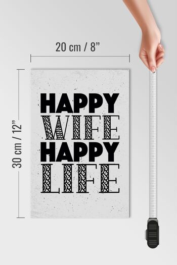 Panneau en bois disant Mme Happy Wife Happy Life 20x30cm panneau blanc 4