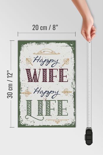 Panneau en bois disant Happy Wife Happy Life 20x30cm cadeau 4