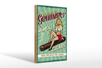 Panneau en bois indiquant Pinup Exclusive Gentleman Whiskey 20x30cm 1