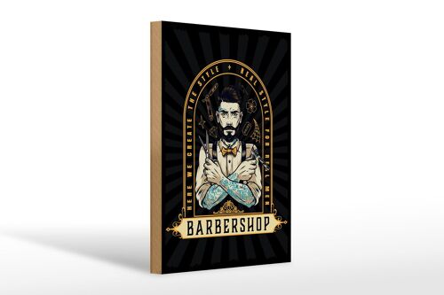 Holzschild Spruch Barbershop Here we greate Style 20x30cm