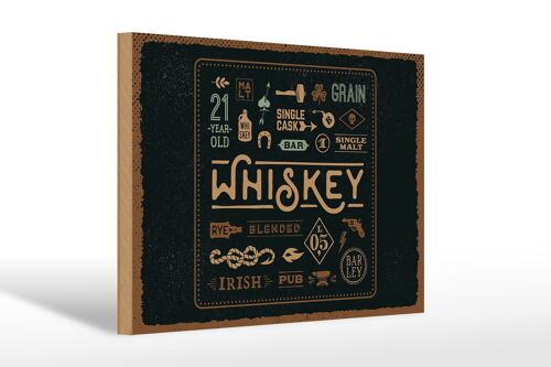 Holzschild Spruch Whiskey blended irish pub 30x20cm