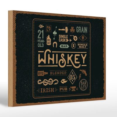 Cartello in legno con scritta Whisky blended Irish pub 30x20 cm