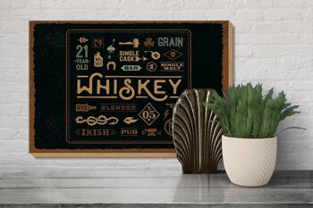 Panneau en bois indiquant Whisky blended Irish pub 30x20cm 3