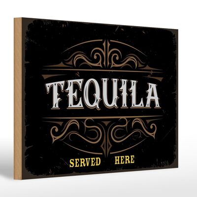 Cartello in legno con scritta Tequila servita qui 30x20 cm
