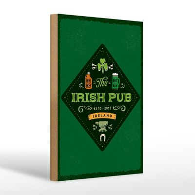 Panneau en bois indiquant Irlande Irish Pub Whisky Beer 20x30cm