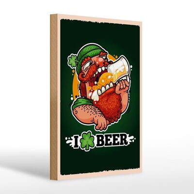 Cartello in legno con scritta I love Beer Beer 20x30 cm regalo