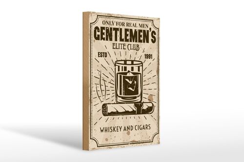 Holzschild Spruch Whiskey Cigars elite club real men 20x30cm