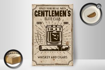 Panneau en bois disant Whisky Cigars Elite Club Real Men 20x30cm 2