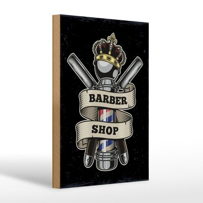 Panneau en bois indiquant Barbershop Hairdresser Salon Hair 20x30cm