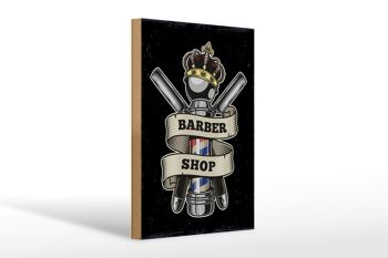 Panneau en bois indiquant Barbershop Hairdresser Salon Hair 20x30cm 1