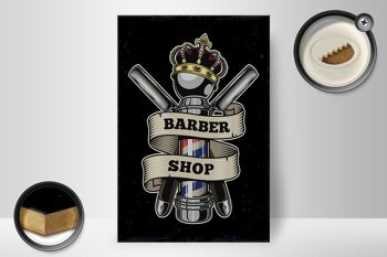 Panneau en bois indiquant Barbershop Hairdresser Salon Hair 20x30cm 2