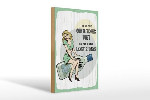 Holzschild Spruch Pinup I´m on the Gin & Tonic Diet 20x30cm