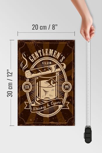 Panneau en bois indiquant Gentlemen's Club Whisky & Cigars 20x30cm 4